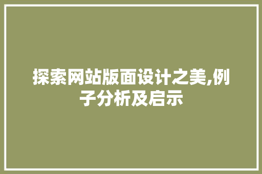 探索网站版面设计之美,例子分析及启示