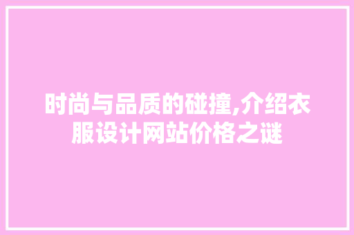 时尚与品质的碰撞,介绍衣服设计网站价格之谜