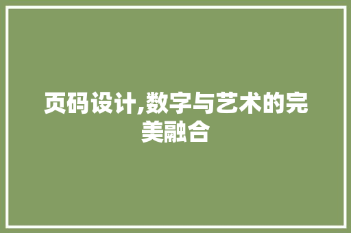 页码设计,数字与艺术的完美融合 页码设计,数字与艺术的完美融合 百度SEO