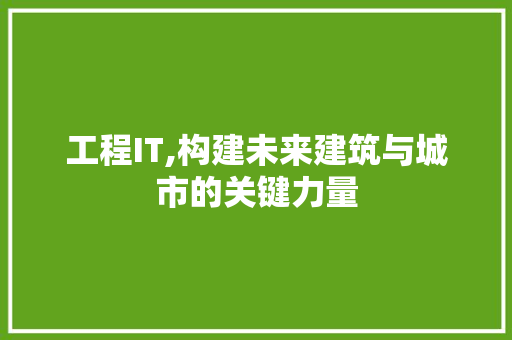 工程IT,构建未来建筑与城市的关键力量 必应SEO