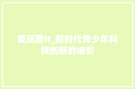 爱玩爱it_新时代青少年科技创新的缩影 百度SEO