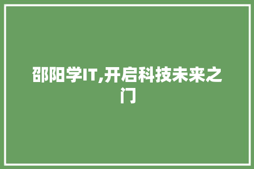 邵阳学IT,开启科技未来之门 神马SEO