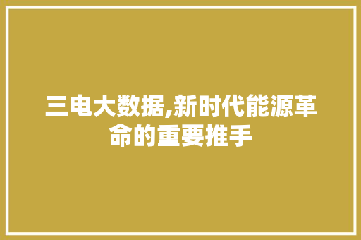 三电大数据,新时代能源革命的重要推手 神马SEO