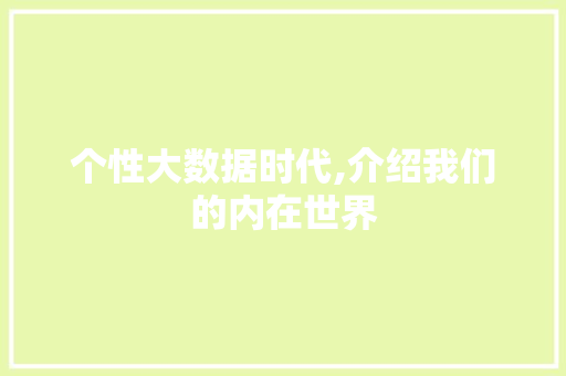 个性大数据时代,介绍我们的内在世界 百度SEO