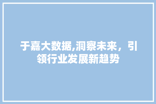 于嘉大数据,洞察未来，引领行业发展新趋势 百度SEO