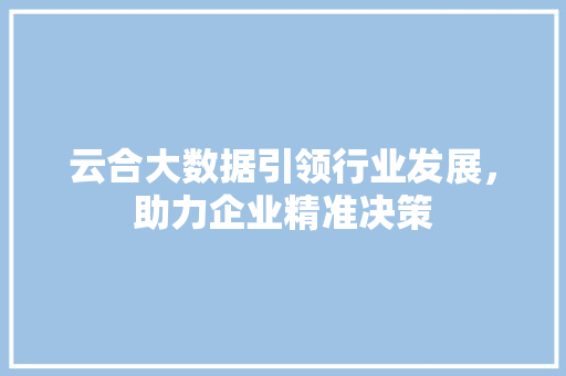 云合大数据引领行业发展，助力企业精准决策