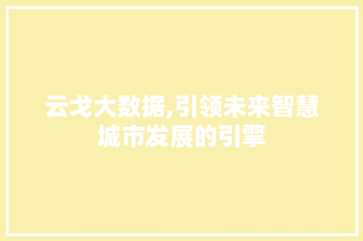 云戈大数据,引领未来智慧城市发展的引擎 GoogleSEO