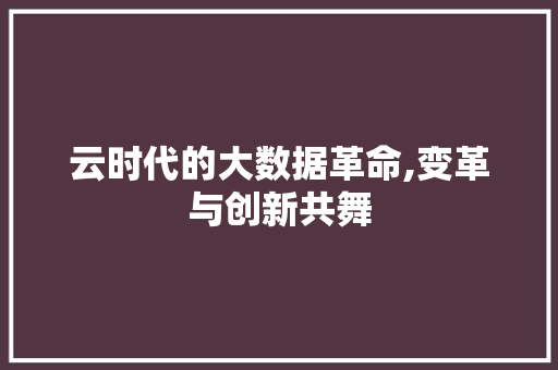 云时代的大数据革命,变革与创新共舞 必应SEO