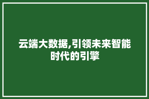 云端大数据,引领未来智能时代的引擎