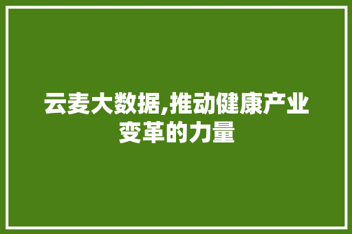 云麦大数据,推动健康产业变革的力量 GoogleSEO