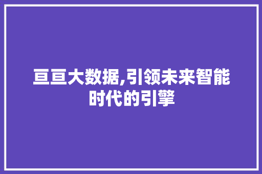 亘亘大数据,引领未来智能时代的引擎 神马SEO