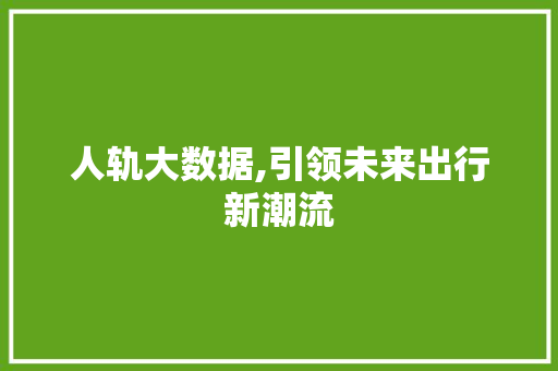 人轨大数据,引领未来出行新潮流 搜狗SEO