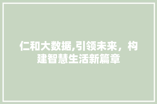 仁和大数据,引领未来，构建智慧生活新篇章 百度SEO