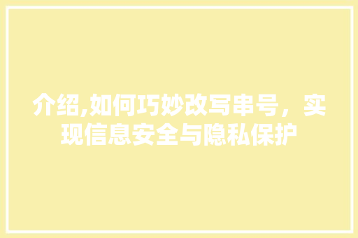 介绍,如何巧妙改写串号，实现信息安全与隐私保护