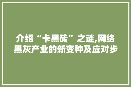 介绍“卡黑砖”之谜,网络黑灰产业的新变种及应对步骤 搜狗SEO