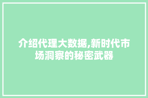 介绍代理大数据,新时代市场洞察的秘密武器