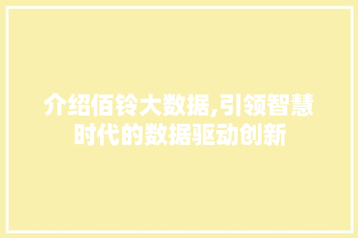 介绍佰铃大数据,引领智慧时代的数据驱动创新 神马SEO