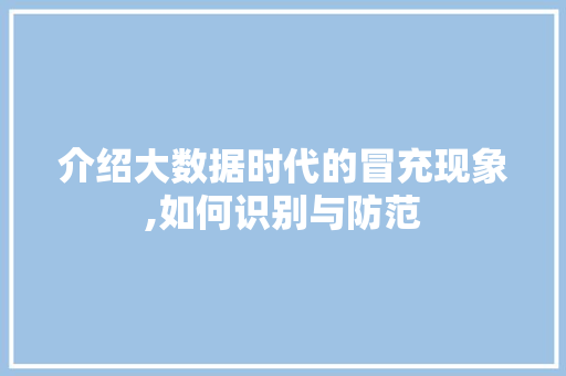 介绍大数据时代的冒充现象,如何识别与防范 必应SEO