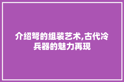 介绍弩的组装艺术,古代冷兵器的魅力再现 百度SEO