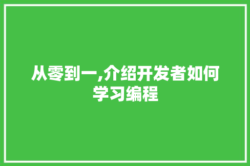 从零到一,介绍开发者如何学习编程 必应SEO
