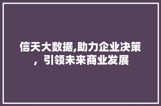 信天大数据,助力企业决策，引领未来商业发展 必应SEO