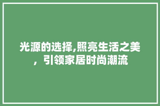 光源的选择,照亮生活之美，引领家居时尚潮流 必应SEO