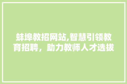 蚌埠教招网站,智慧引领教育招聘，助力教师人才选拔