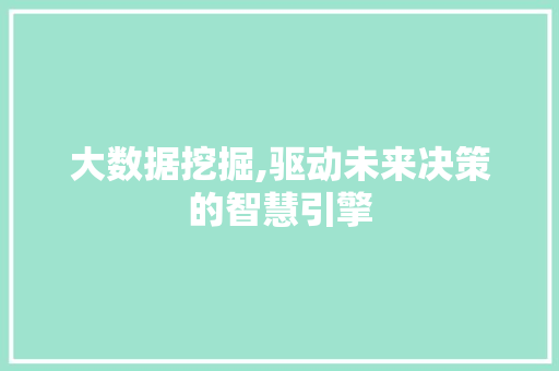 大数据挖掘,驱动未来决策的智慧引擎