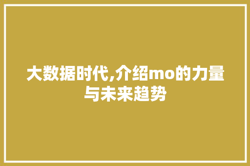 大数据时代,介绍mo的力量与未来趋势 百度SEO
