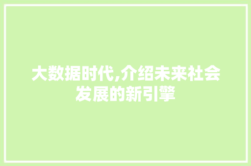 大数据时代,介绍未来社会发展的新引擎