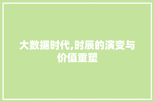 大数据时代,时辰的演变与价值重塑