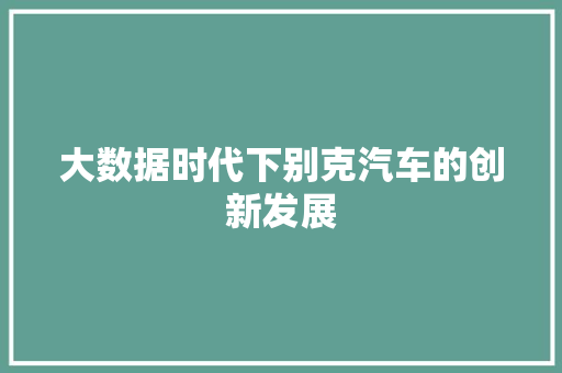 大数据时代下别克汽车的创新发展 百度SEO