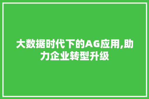 大数据时代下的AG应用,助力企业转型升级 百度SEO