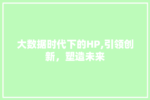 大数据时代下的HP,引领创新，塑造未来