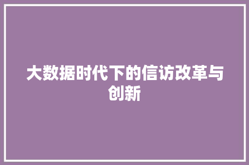 大数据时代下的信访改革与创新 神马SEO