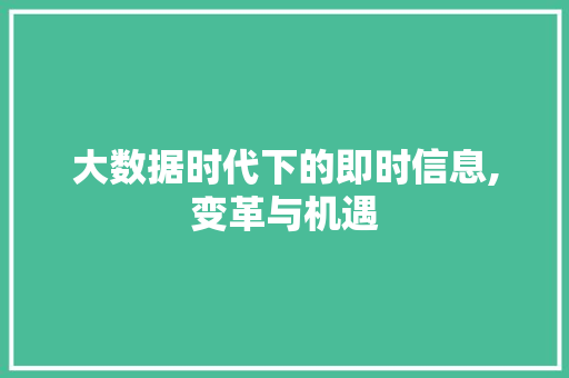 大数据时代下的即时信息,变革与机遇 GoogleSEO