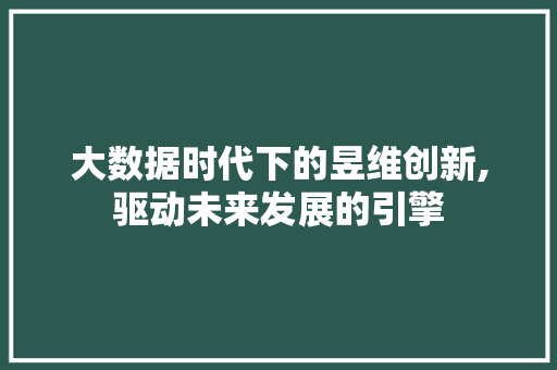 大数据时代下的昱维创新,驱动未来发展的引擎 必应SEO