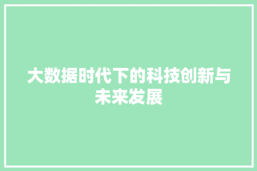 大数据时代下的科技创新与未来发展 必应SEO