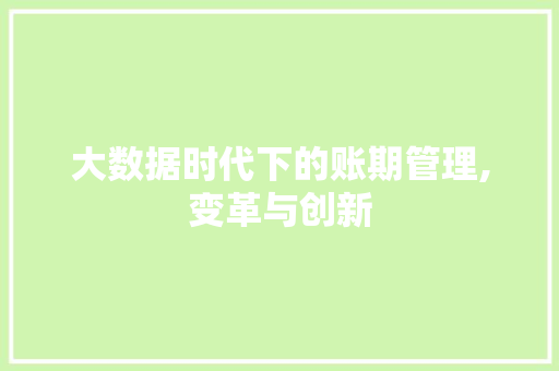 大数据时代下的账期管理,变革与创新 神马SEO