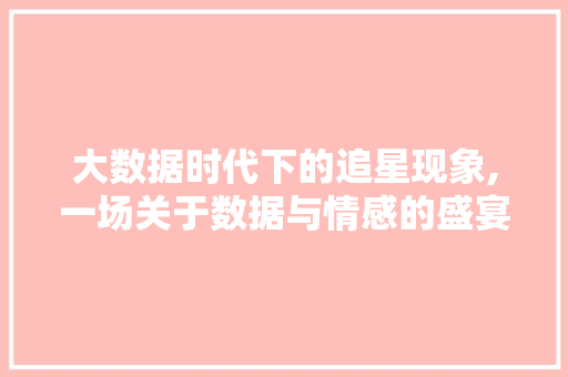大数据时代下的追星现象,一场关于数据与情感的盛宴