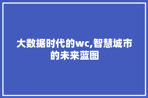 大数据时代的wc,智慧城市的未来蓝图 神马SEO