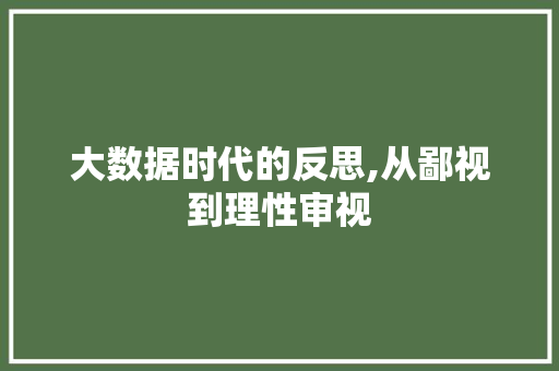 大数据时代的反思,从鄙视到理性审视 神马SEO