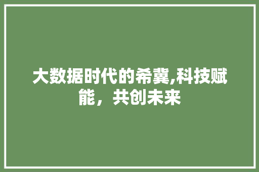 大数据时代的希冀,科技赋能，共创未来