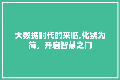 大数据时代的来临,化繁为简，开启智慧之门 必应SEO