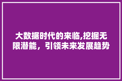 大数据时代的来临,挖掘无限潜能，引领未来发展趋势