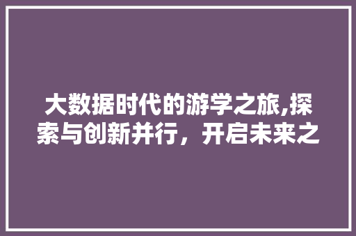 大数据时代的游学之旅,探索与创新并行，开启未来之门