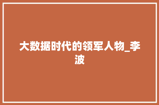 大数据时代的领军人物_李波 GoogleSEO