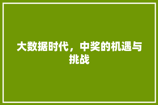 大数据时代，中奖的机遇与挑战