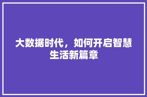 大数据时代，如何开启智慧生活新篇章 GoogleSEO