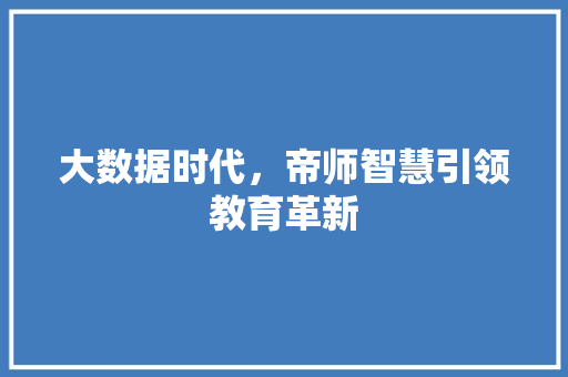 大数据时代，帝师智慧引领教育革新 必应SEO